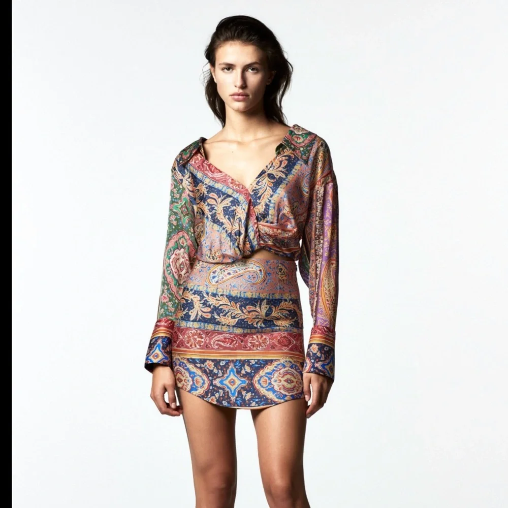 Zara Multicolor Printed Asymmetric High Waisted Mini Skirt Size XS - Picture 8 of 15